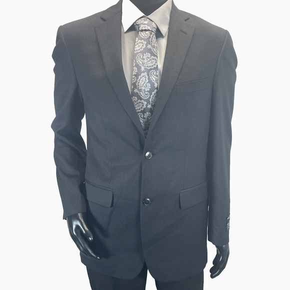 $598 Jos. A Bank Black Tailored Fit Travelers Suit Coat Blazer 39L Wool 2 Button - Picture 1 of 9